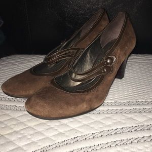 Brown suede heels